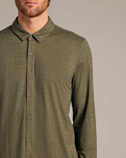 Dark Heather Military Green Long Sleeve Do-It-All Comfort Shirt-VibeCloset