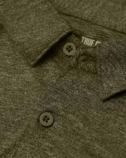 Dark Heather Military Green Long Sleeve Do-It-All Comfort Shirt-VibeCloset