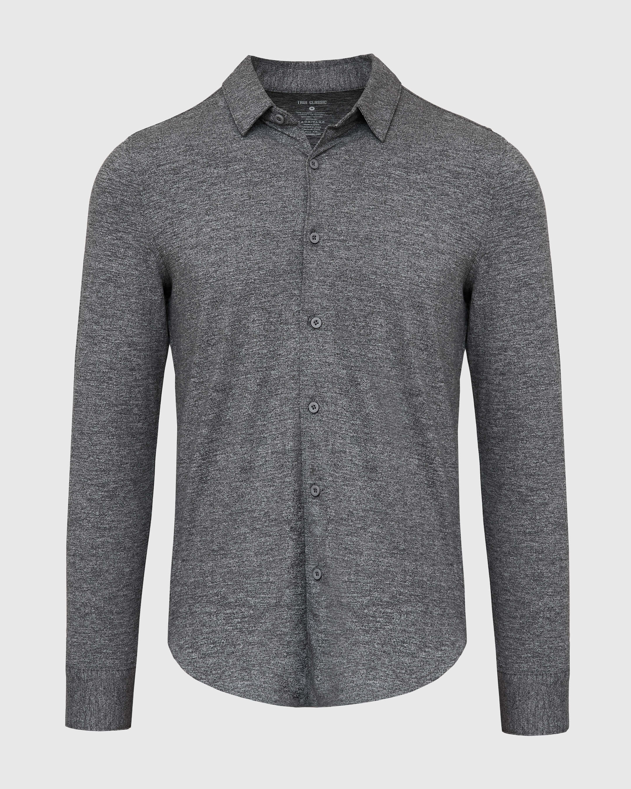 Heather Gray Long Sleeve Do-It-All Comfort Shirt-VibeCloset