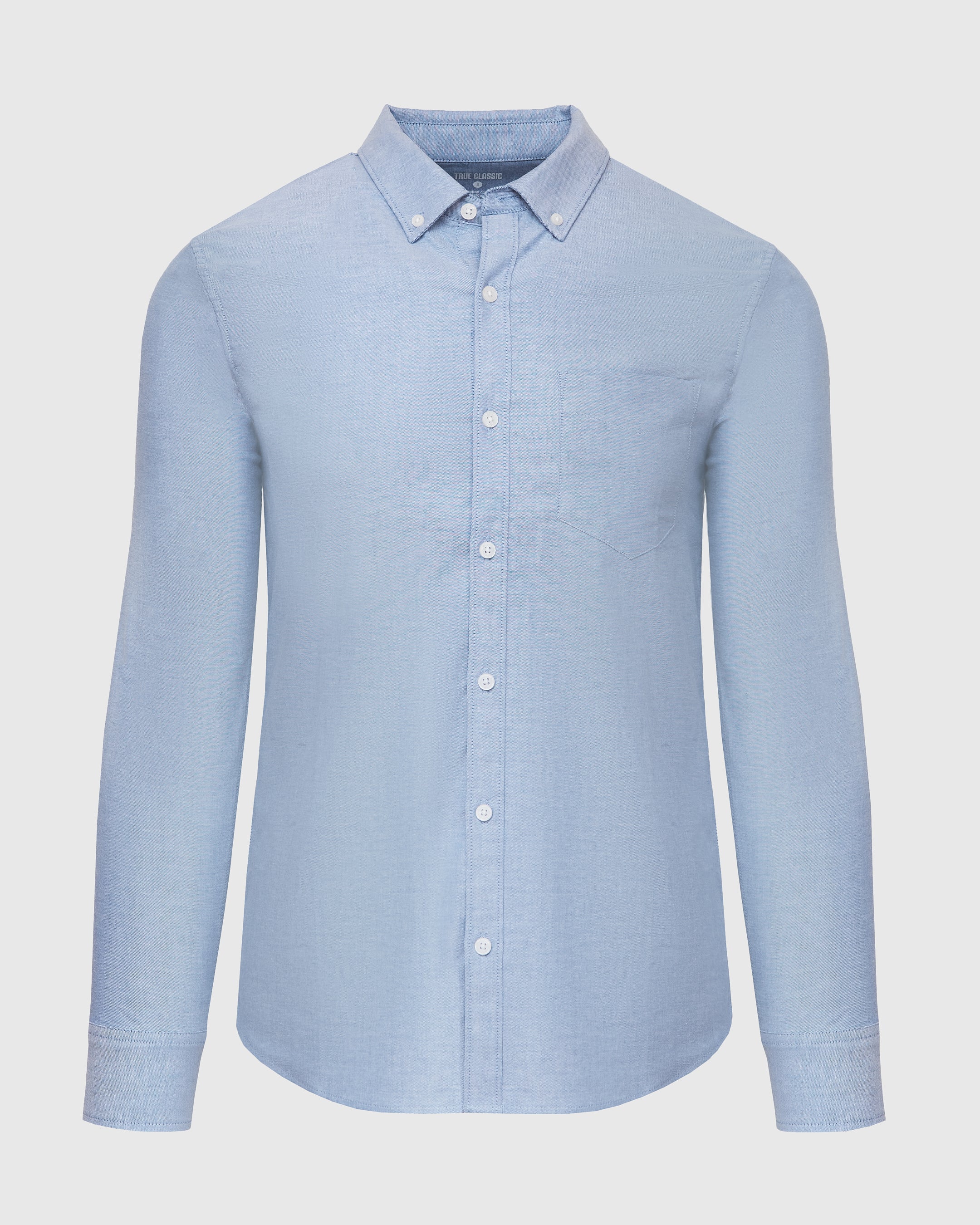 Banker Blue Stretch Oxford Long Sleeve Shirt-VibeCloset