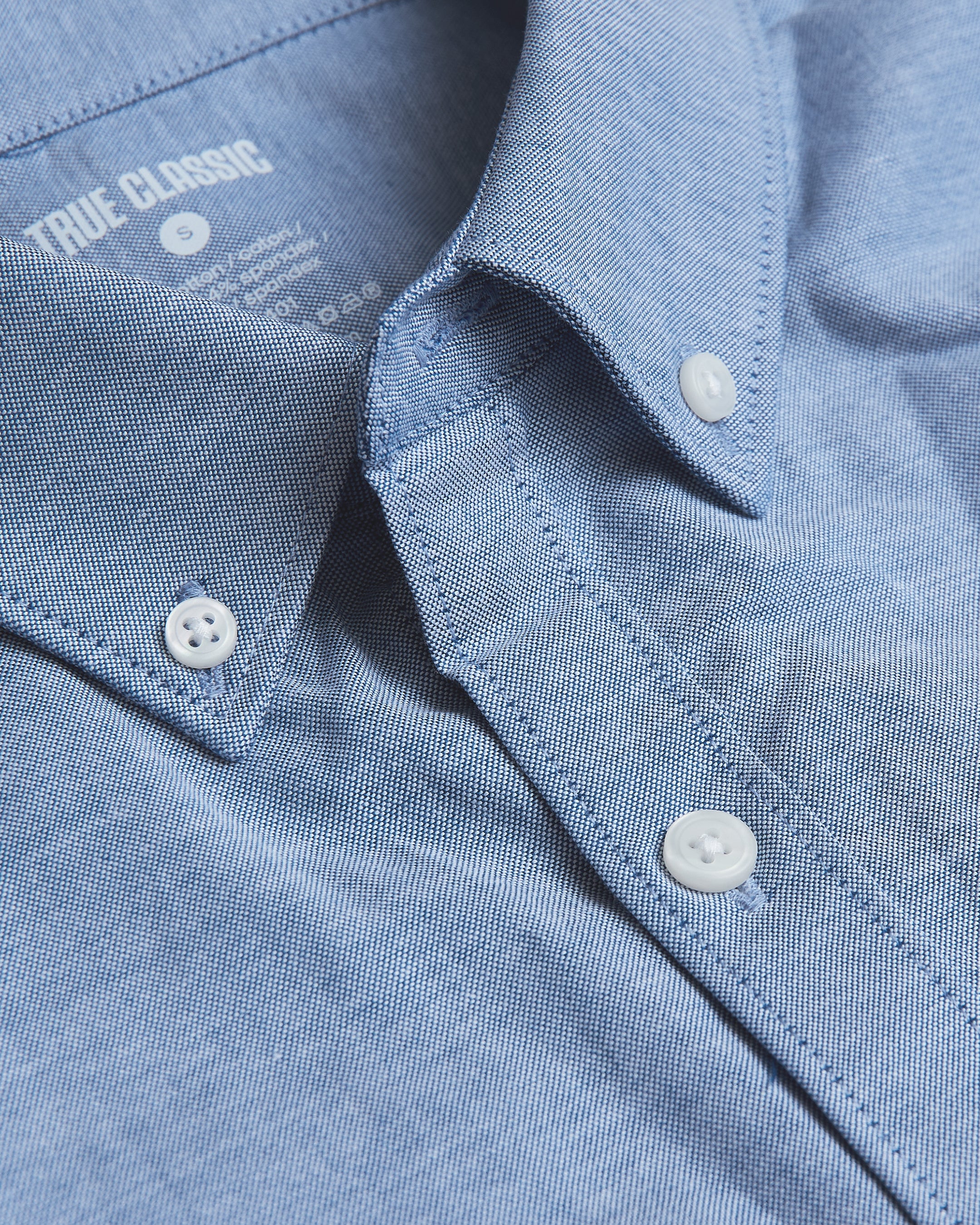 Banker Blue Stretch Oxford Long Sleeve Shirt-VibeCloset
