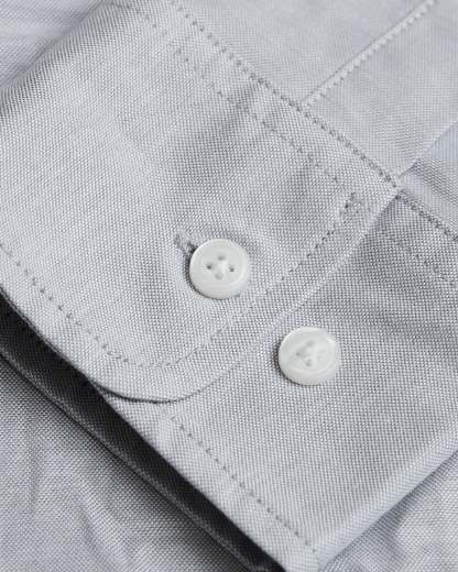 Light Gray Stretch Oxford Long Sleeve Shirt-VibeCloset