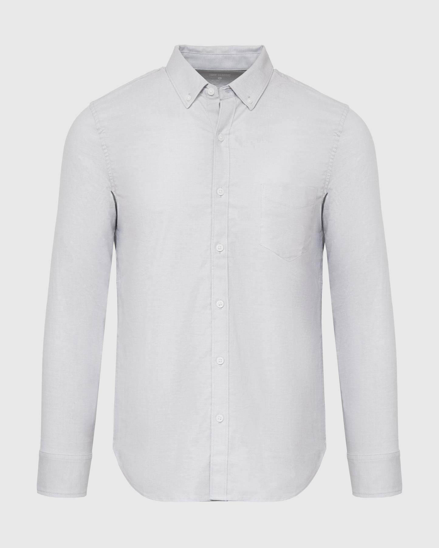 Light Gray Stretch Oxford Long Sleeve Shirt-VibeCloset