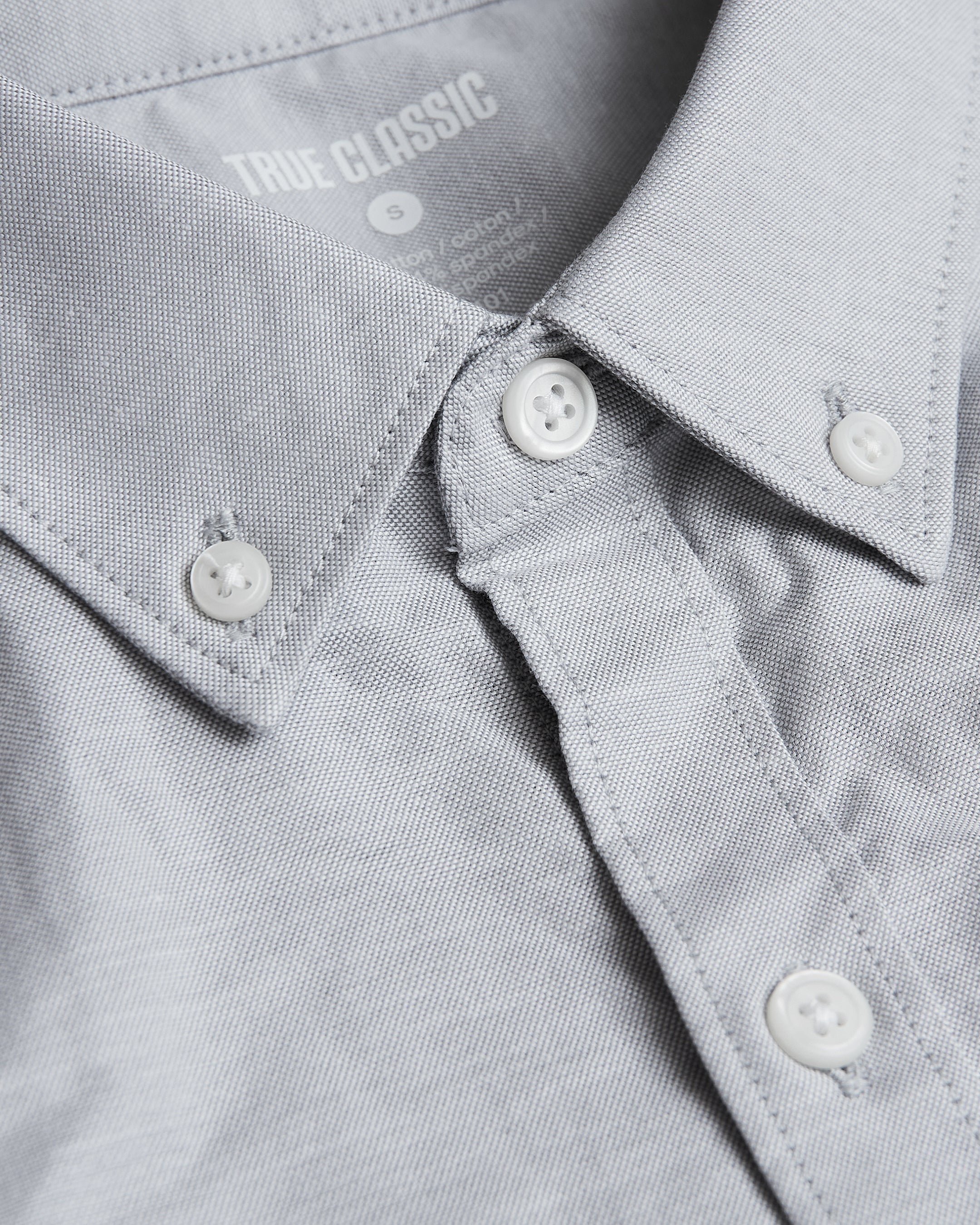 Light Gray Stretch Oxford Long Sleeve Shirt-VibeCloset