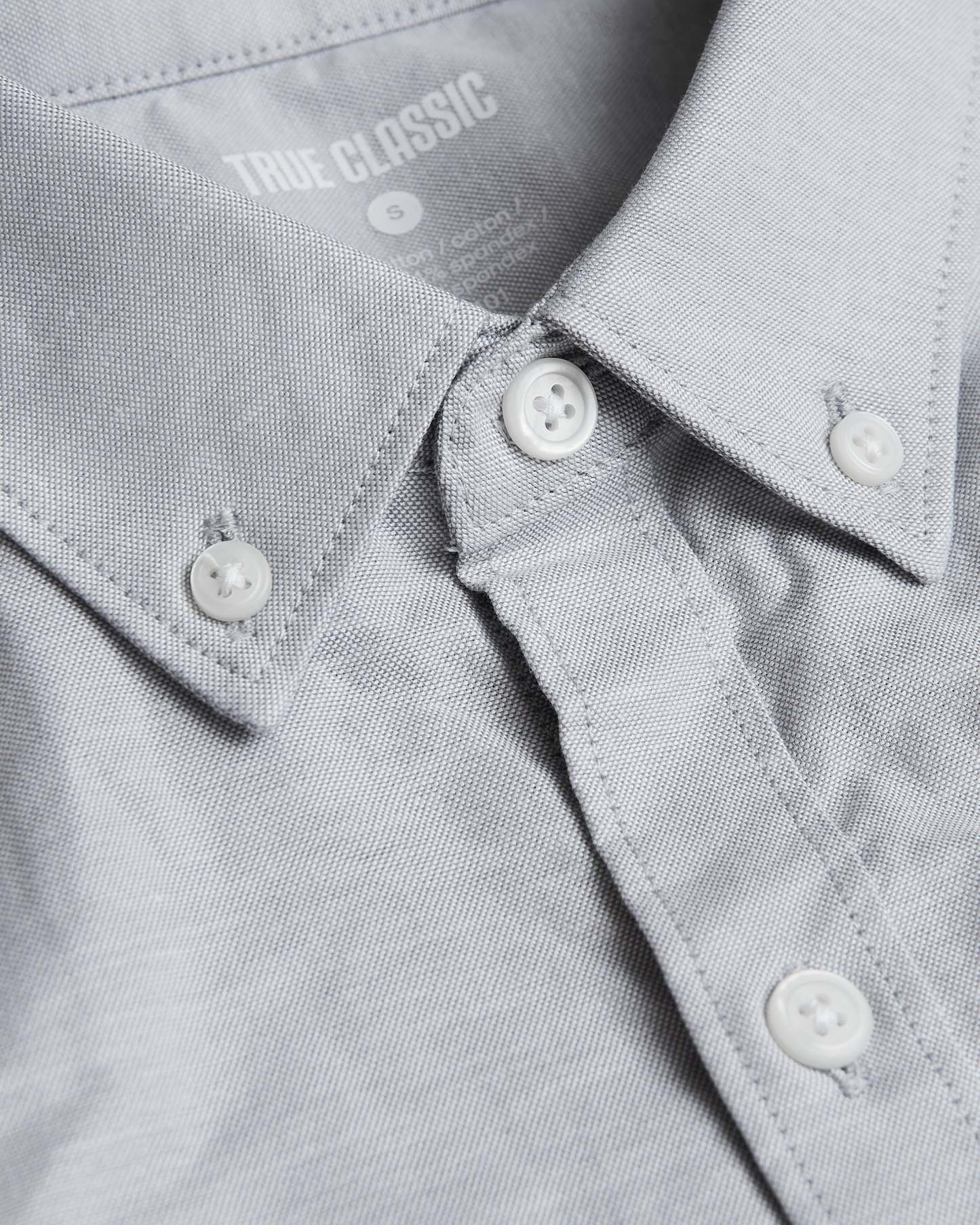 Light Gray Stretch Oxford Long Sleeve Shirt-VibeCloset