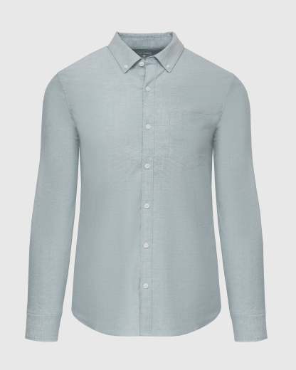 Moss Stretch Oxford Long Sleeve Shirt-VibeCloset