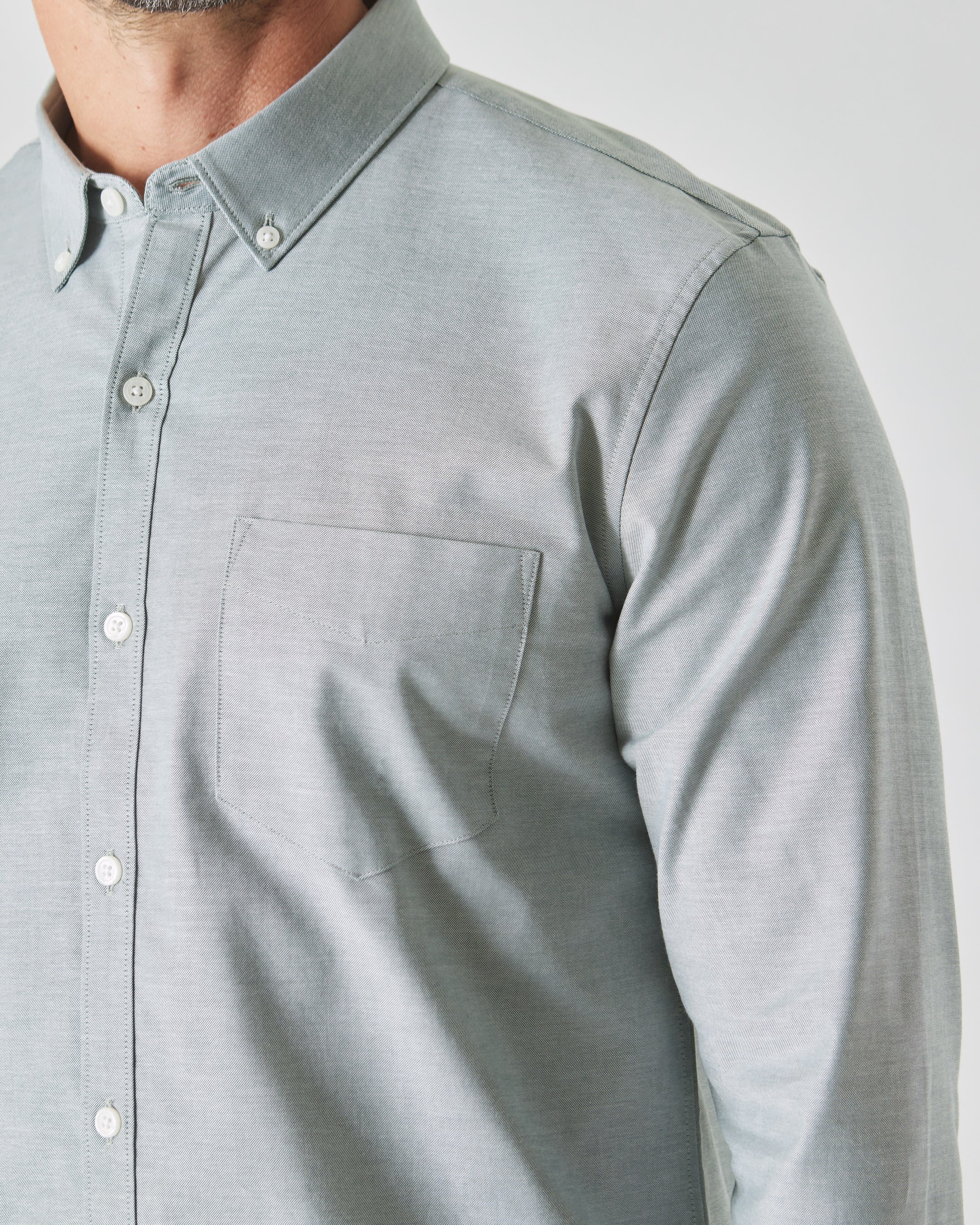 Moss Stretch Oxford Long Sleeve Shirt-VibeCloset