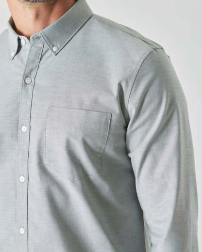 Moss Stretch Oxford Long Sleeve Shirt-VibeCloset