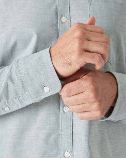 Moss Stretch Oxford Long Sleeve Shirt-VibeCloset