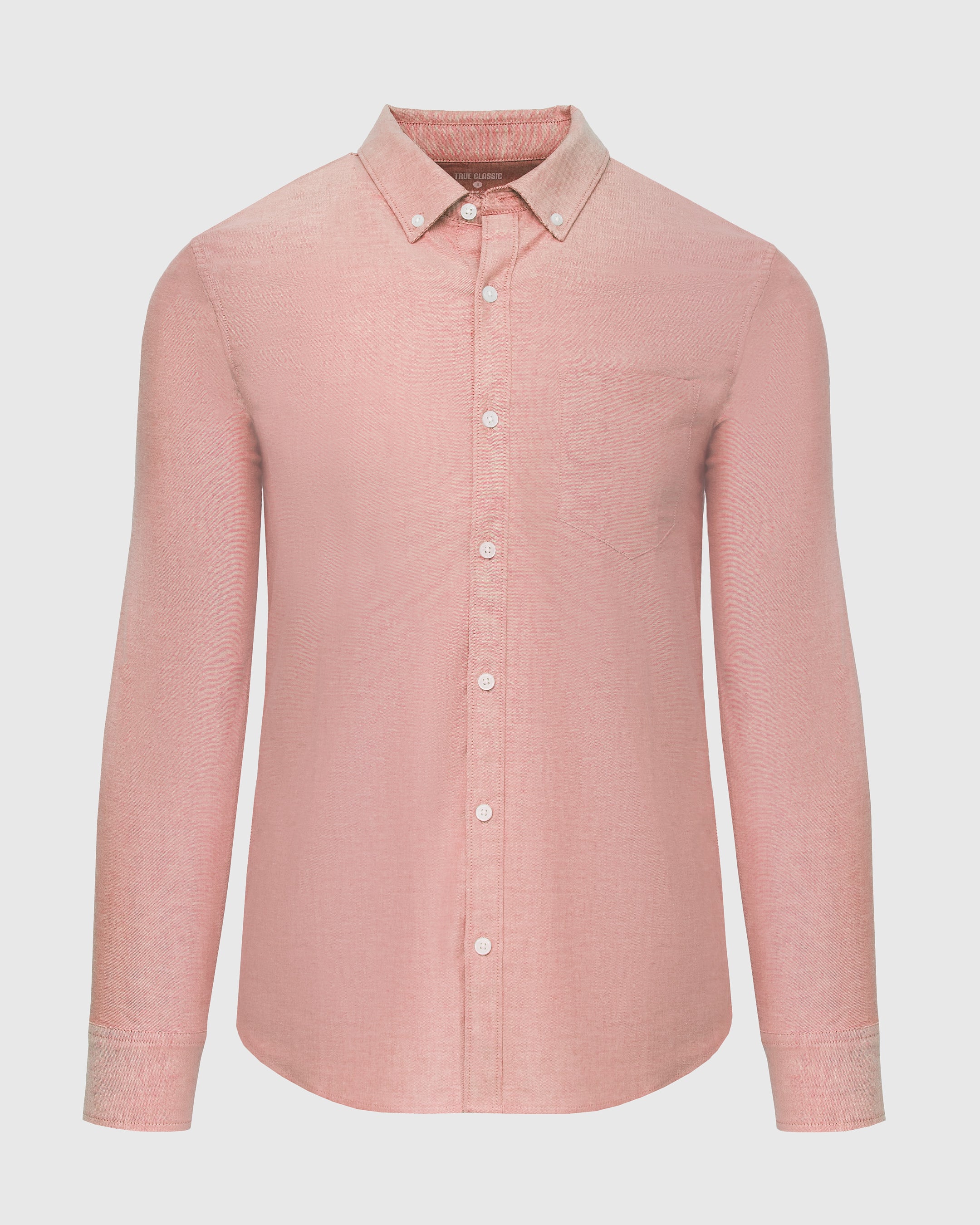 Peach Stretch Oxford Long Sleeve Shirt-VibeCloset