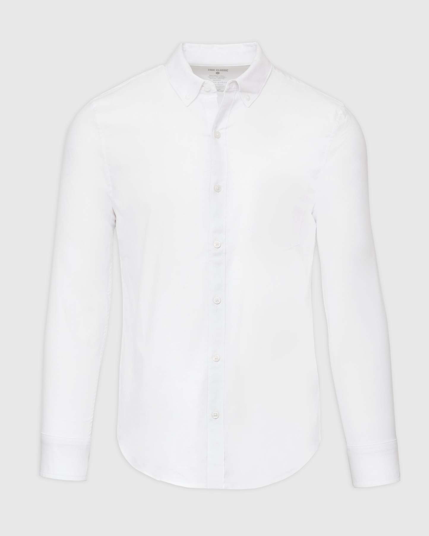 White Stretch Oxford Long Sleeve Shirt-VibeCloset