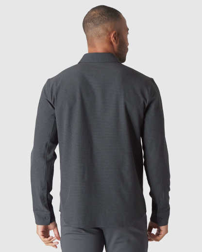 Charcoal Heather Gray Long Sleeve Ripstop Commuter Shirt-VibeCloset