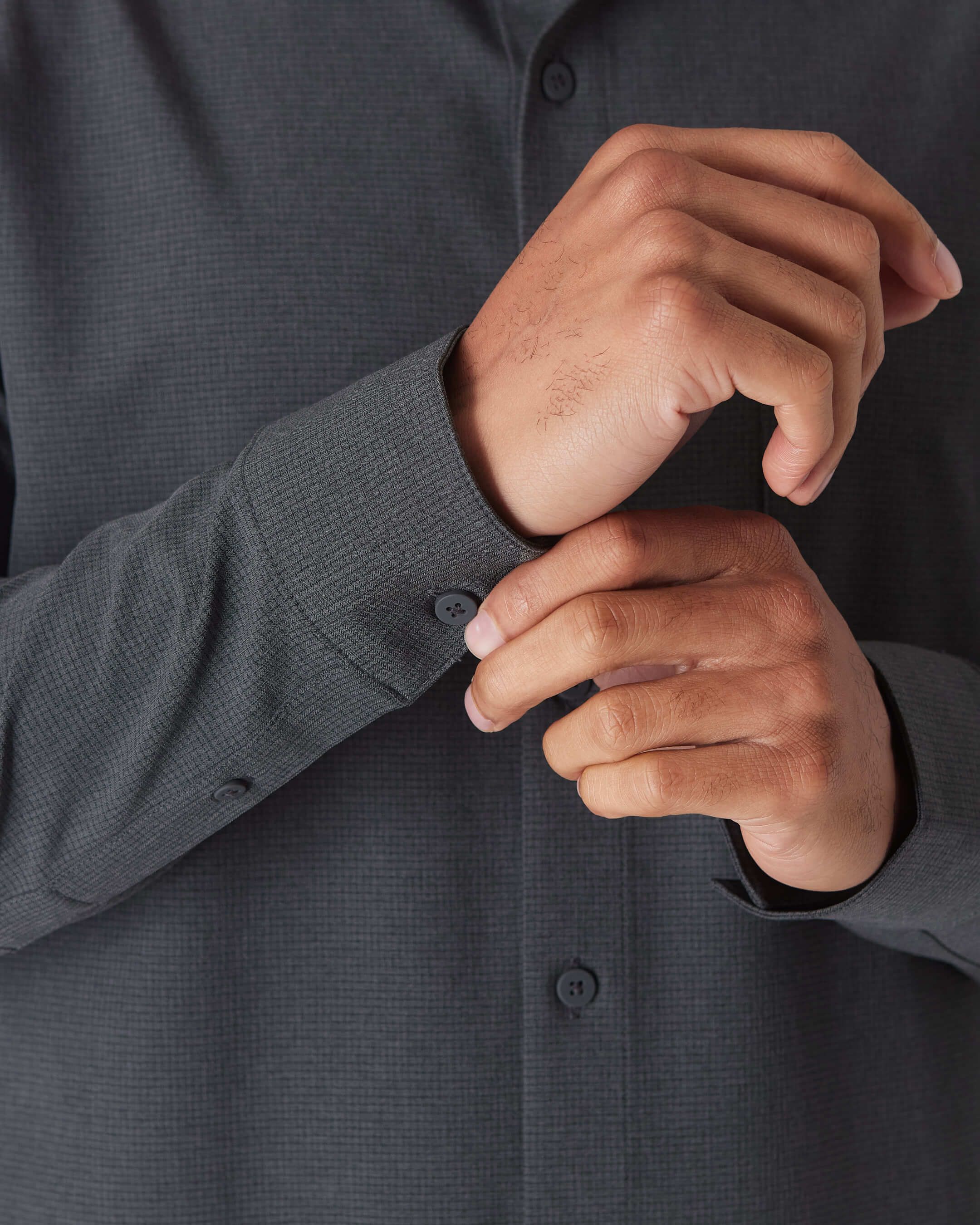 Charcoal Heather Gray Long Sleeve Ripstop Commuter Shirt-VibeCloset