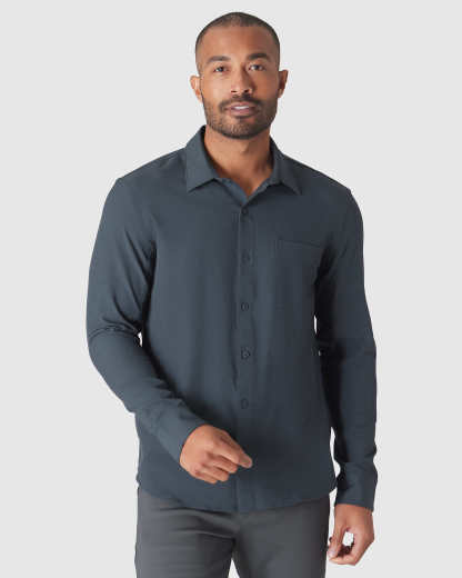 Navy & Fiord Ripstop Long Sleeve Commuter Shirt 2-Pack-VibeCloset