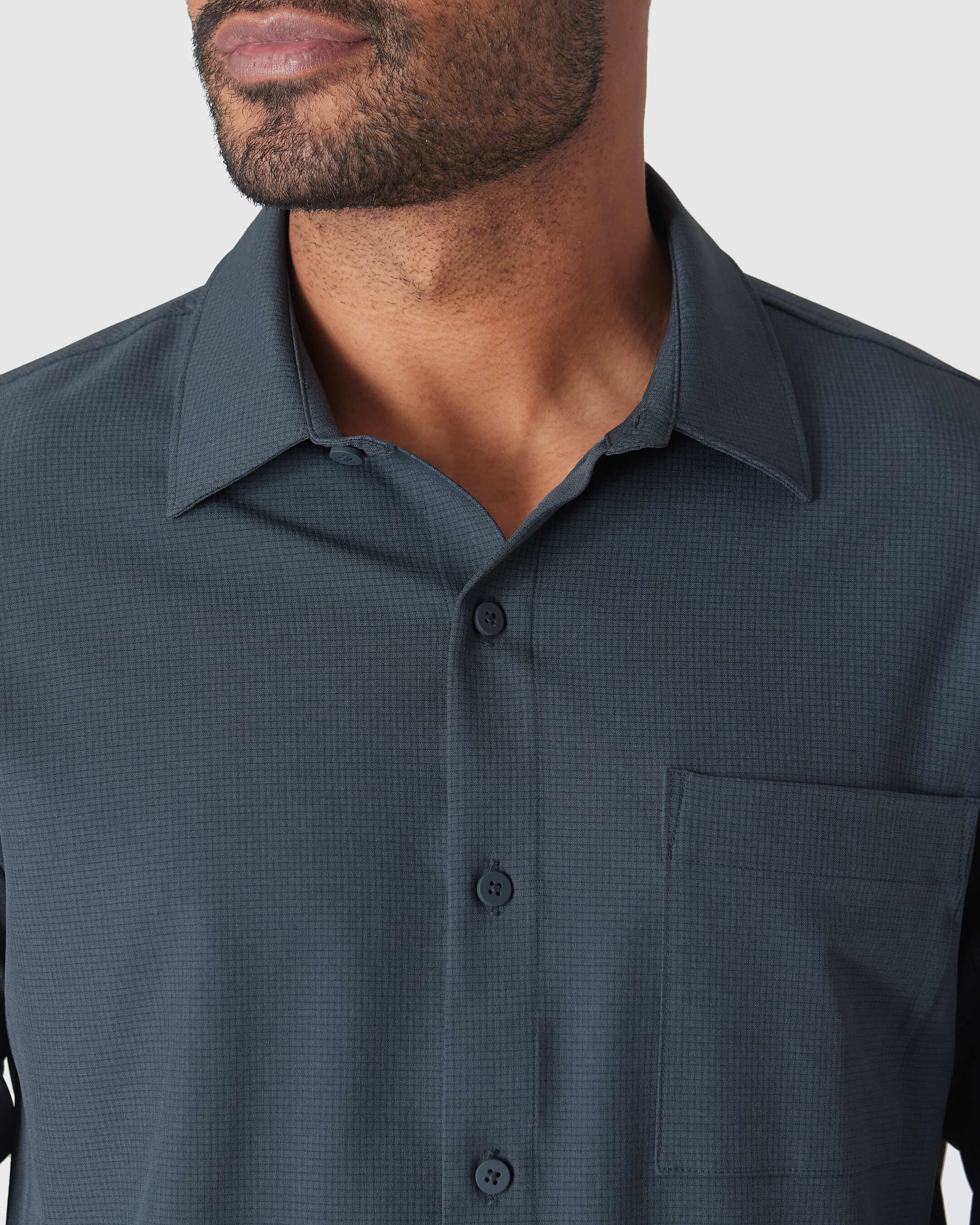 Heather Navy Long Sleeve Ripstop Commuter Shirt-VibeCloset