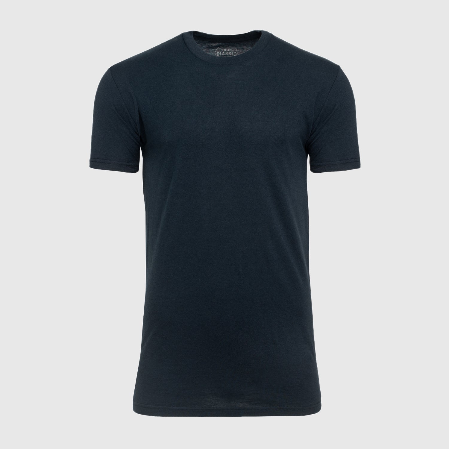 Navy Tall Round Hem Crew Neck T-Shirt-VibeCloset