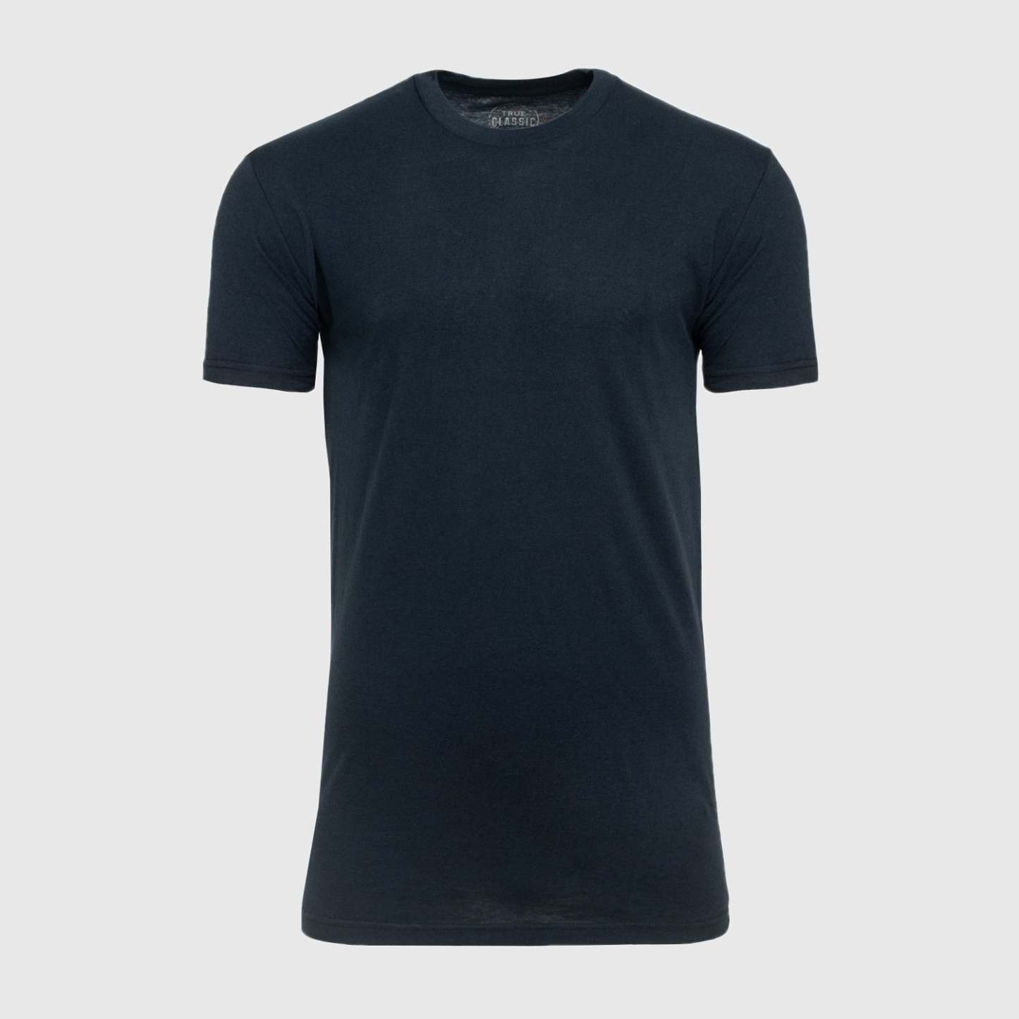 Navy Tall Round Hem Crew Neck T-Shirt-VibeCloset