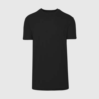Black Tall Straight Hem Crew Neck T-Shirt-VibeCloset