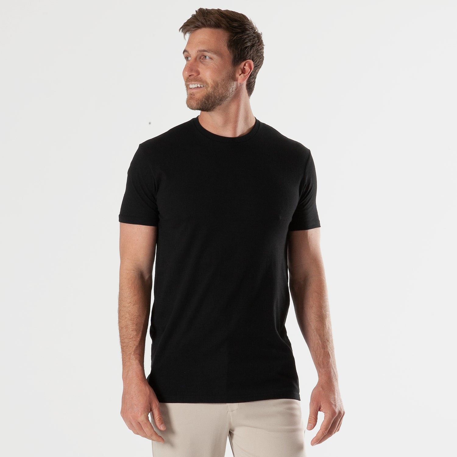 All Black Tall Straight Hem Crew Neck T-Shirt 3-Pack-VibeCloset