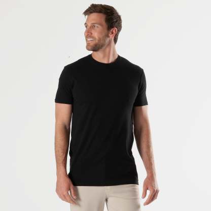 All Black Tall Straight Hem Crew Neck T-Shirt 3-Pack-VibeCloset