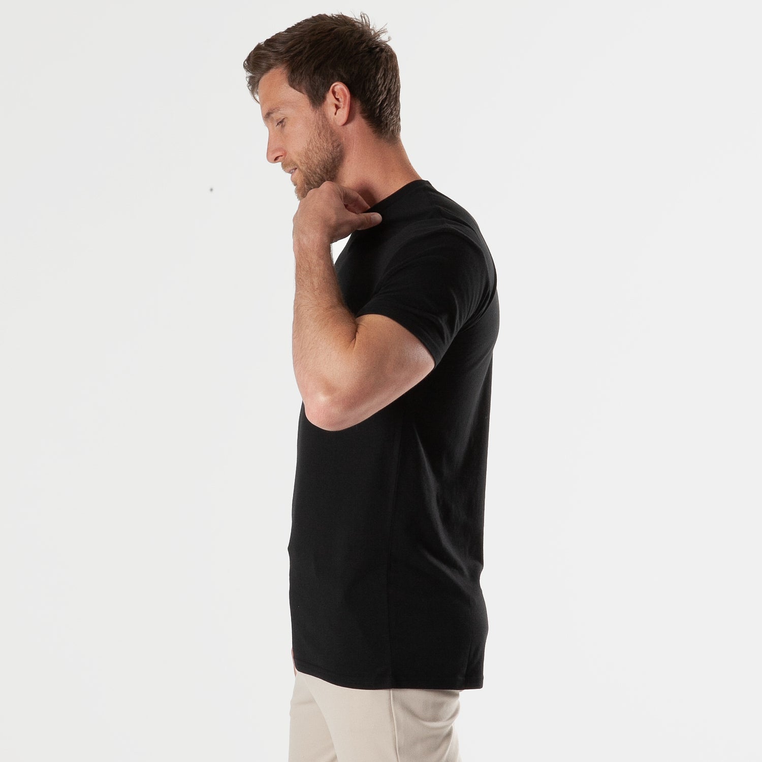 All Black Tall Straight Hem Crew Neck T-Shirt 3-Pack-VibeCloset