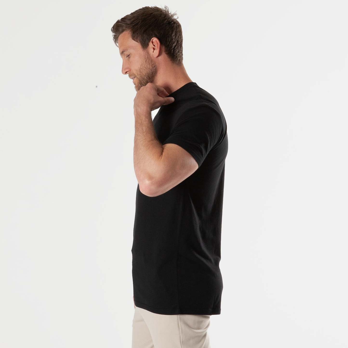 All Black Tall Straight Hem Crew Neck T-Shirt 3-Pack-VibeCloset