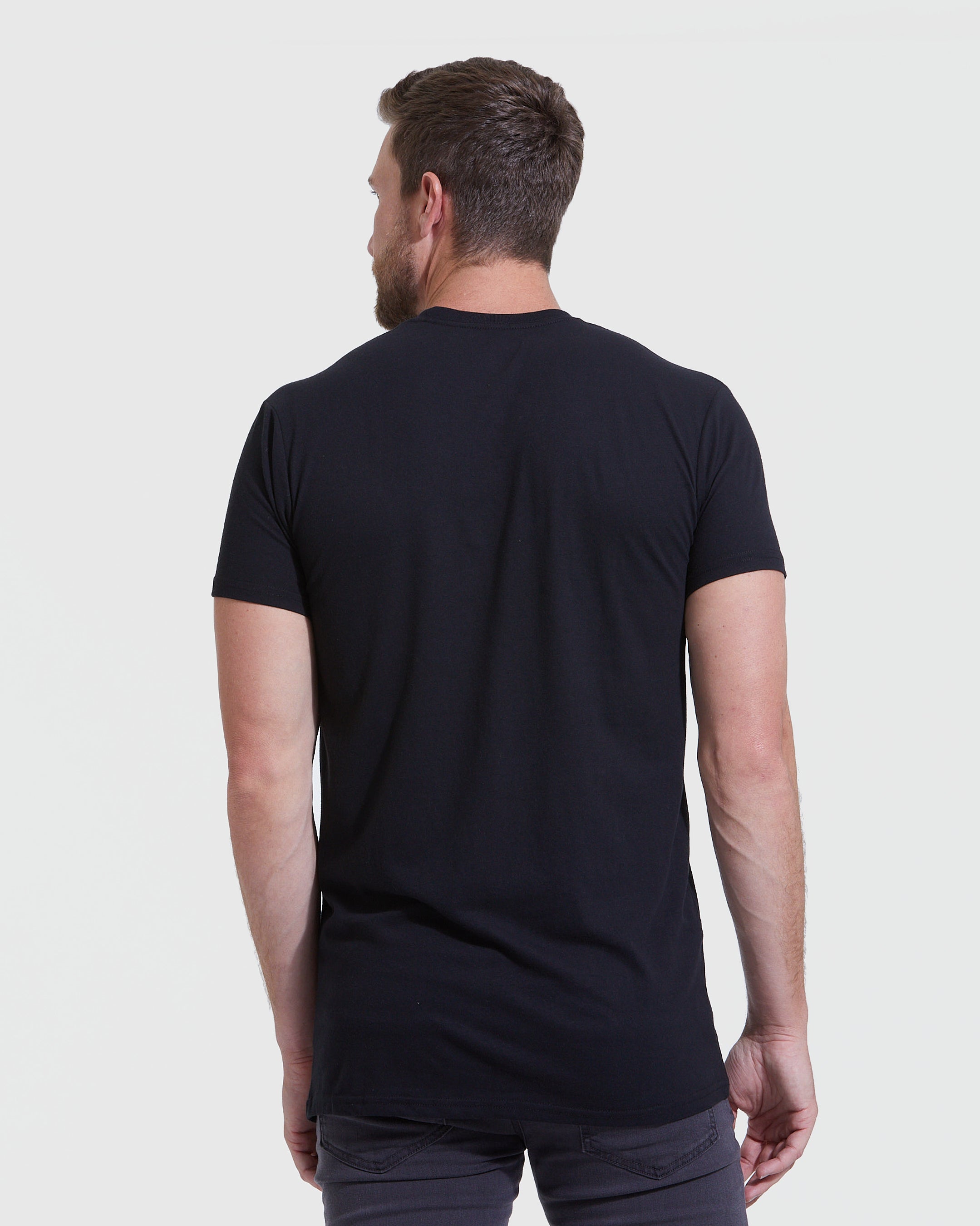 All Black Tall Straight Hem Crew Neck T-Shirt 6-Pack-VibeCloset