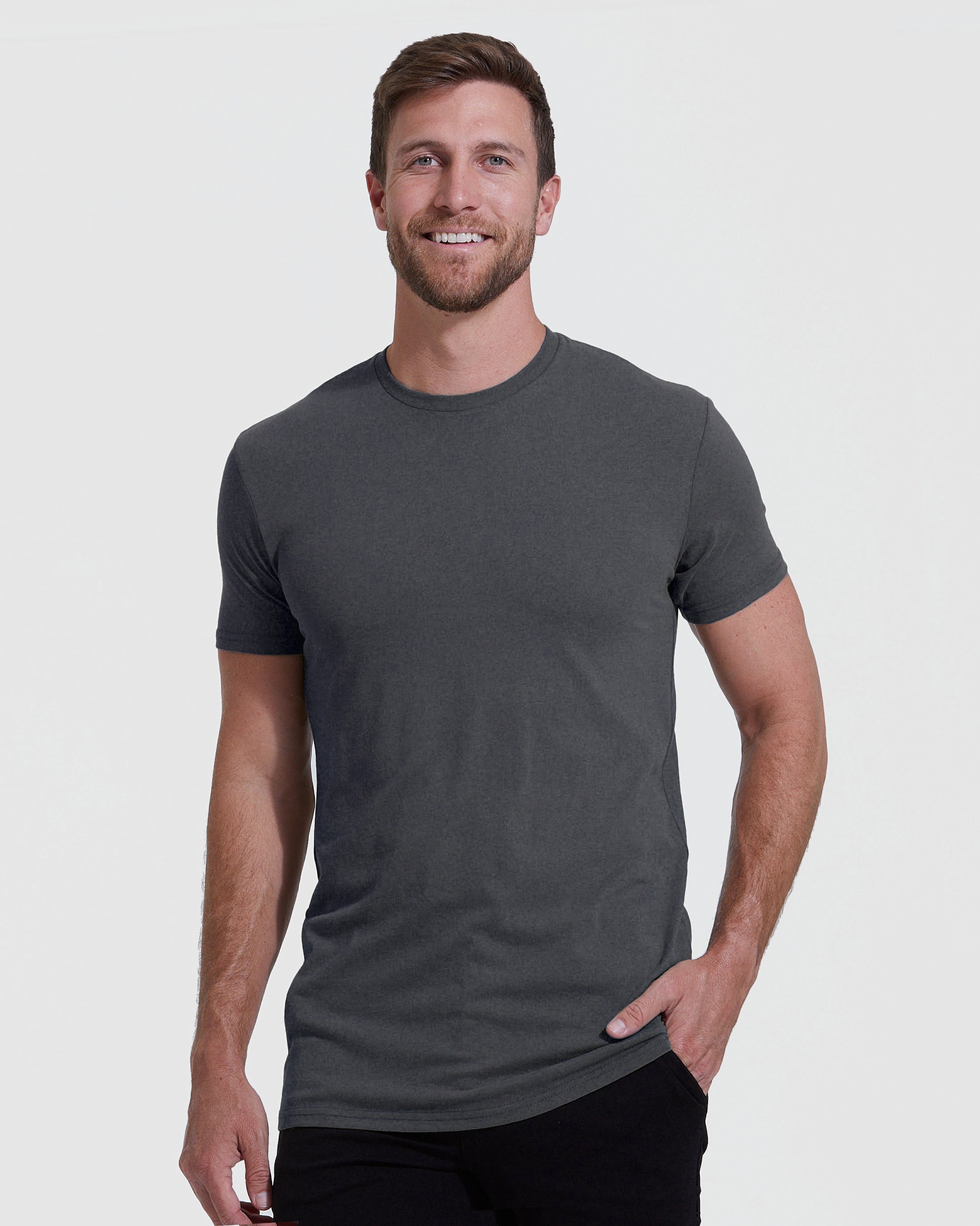 Carbon Tall Straight Hem Crew Neck T-Shirt-VibeCloset