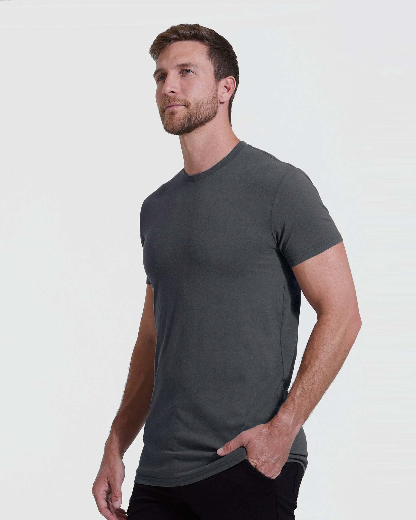 Carbon Tall Straight Hem Crew Neck T-Shirt-VibeCloset