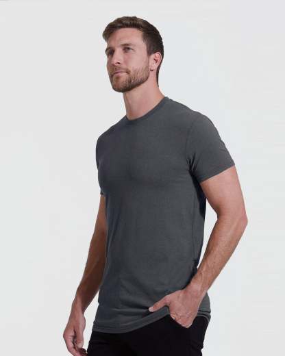Carbon Tall Straight Hem Crew Neck T-Shirt-VibeCloset