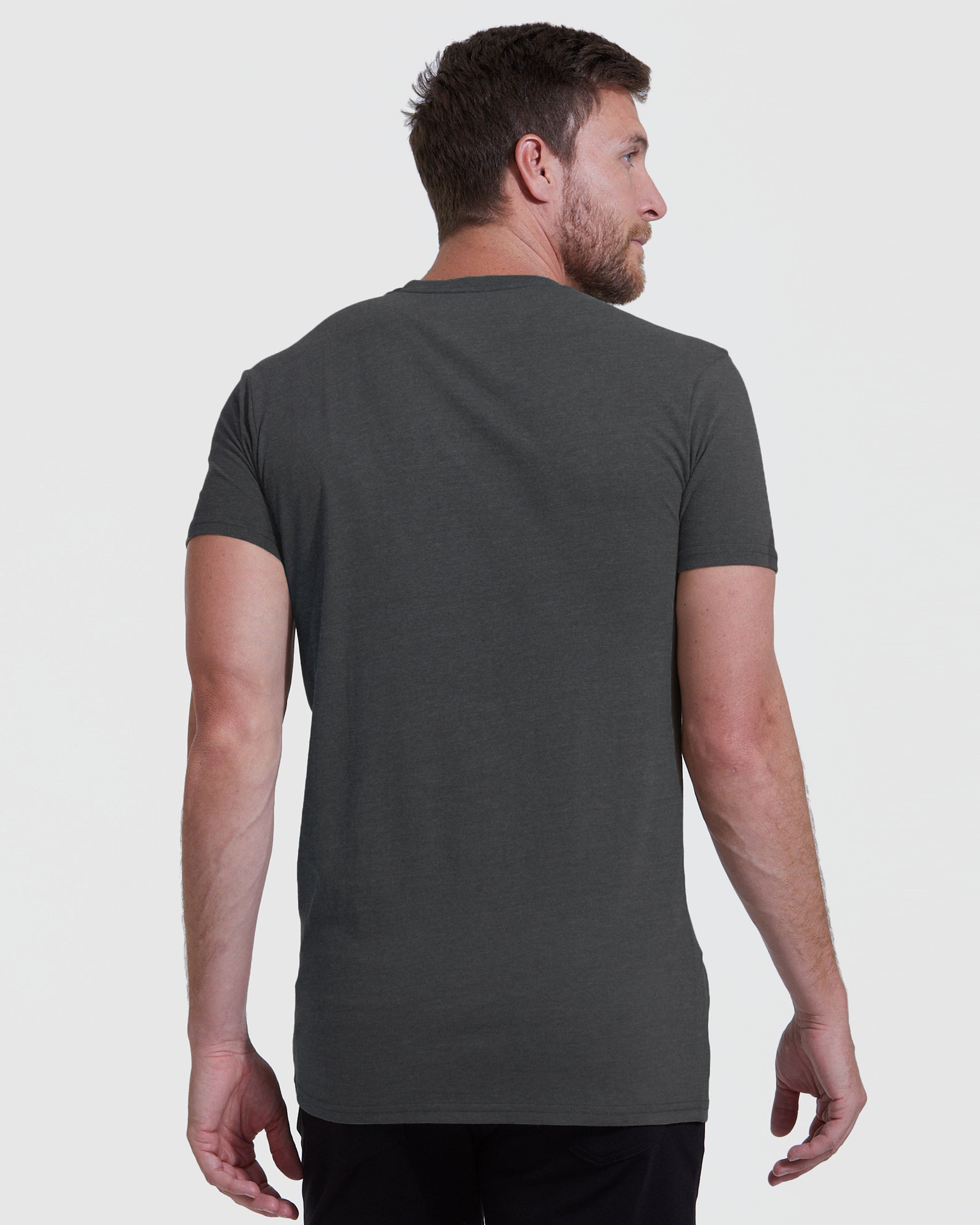 Charcoal Heather Gray Tall Straight Hem Crew Neck T-Shirt-VibeCloset