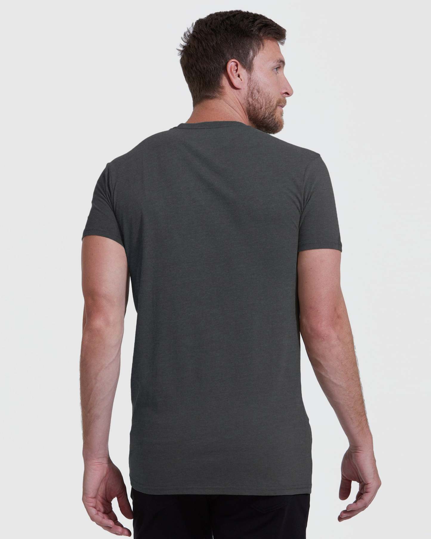 Charcoal Heather Gray Tall Straight Hem Crew Neck T-Shirt-VibeCloset