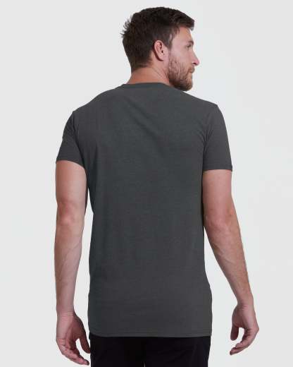 Charcoal Heather Gray Tall Straight Hem Crew Neck T-Shirt-VibeCloset