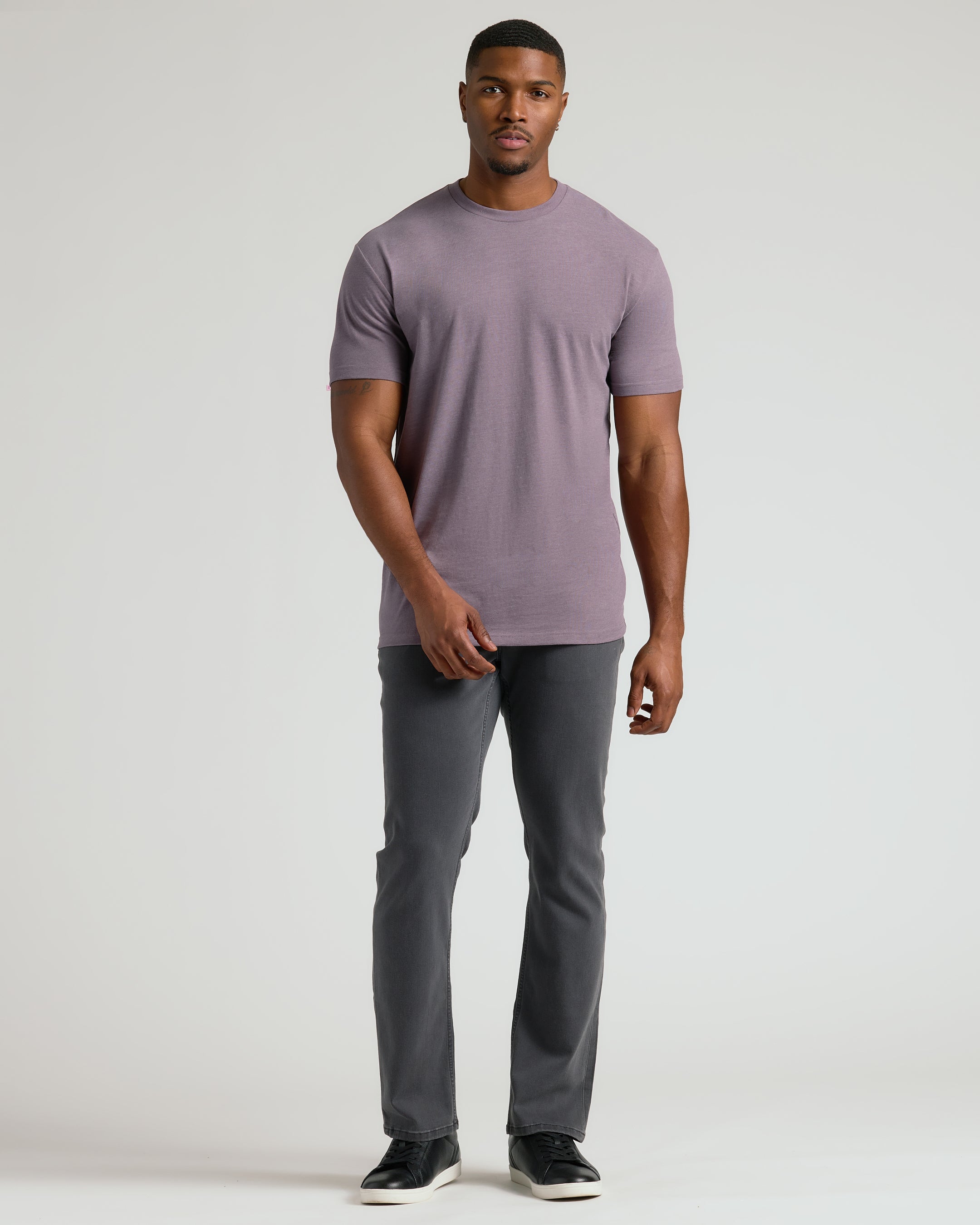 Dark Heather Amethyst Tall Straight Hem Crew Neck T-Shirt-VibeCloset