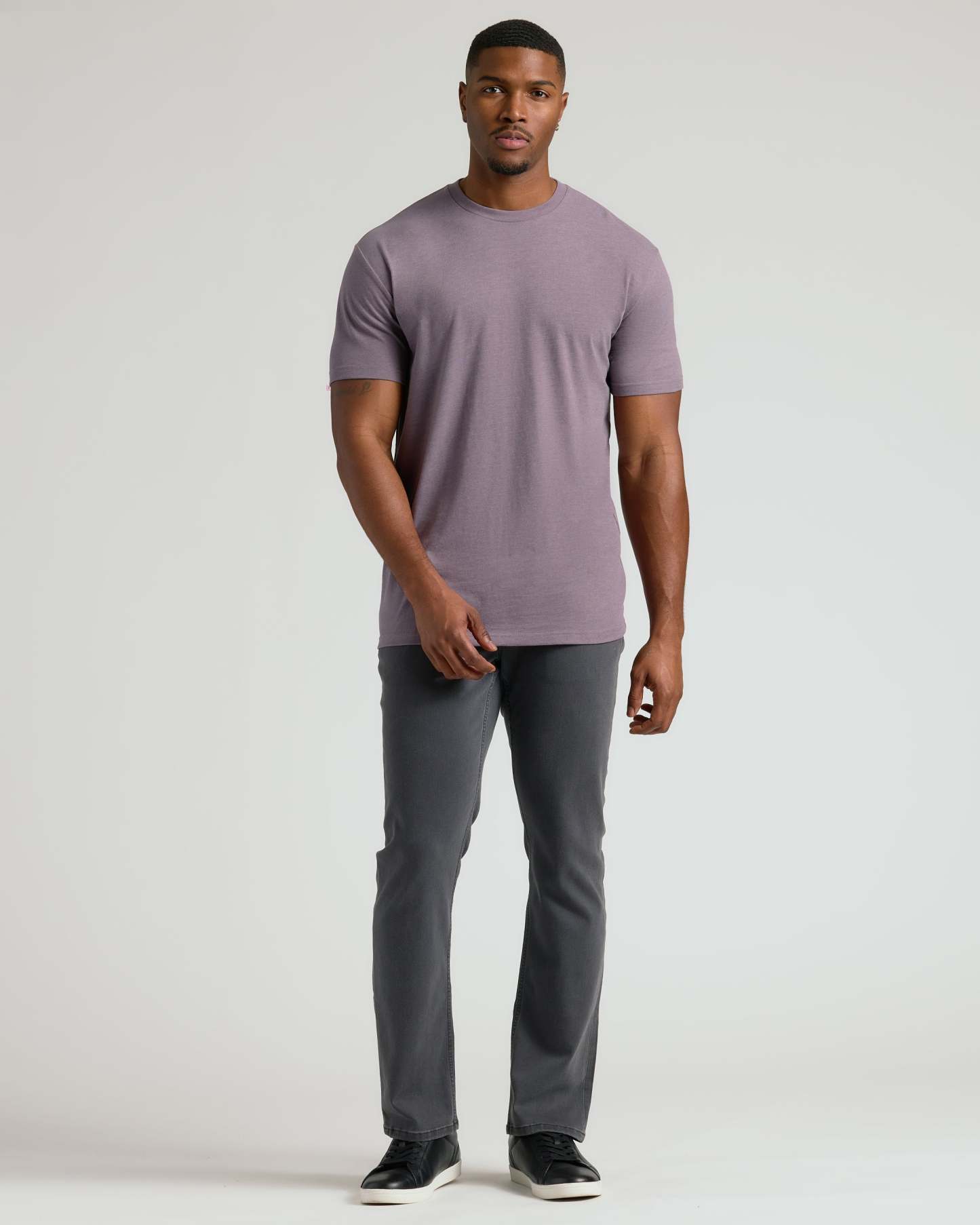 Dark Heather Amethyst Tall Straight Hem Crew Neck T-Shirt-VibeCloset