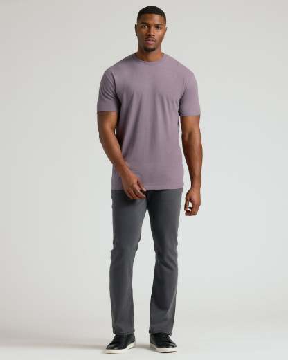 Dark Heather Amethyst Tall Straight Hem Crew Neck T-Shirt-VibeCloset