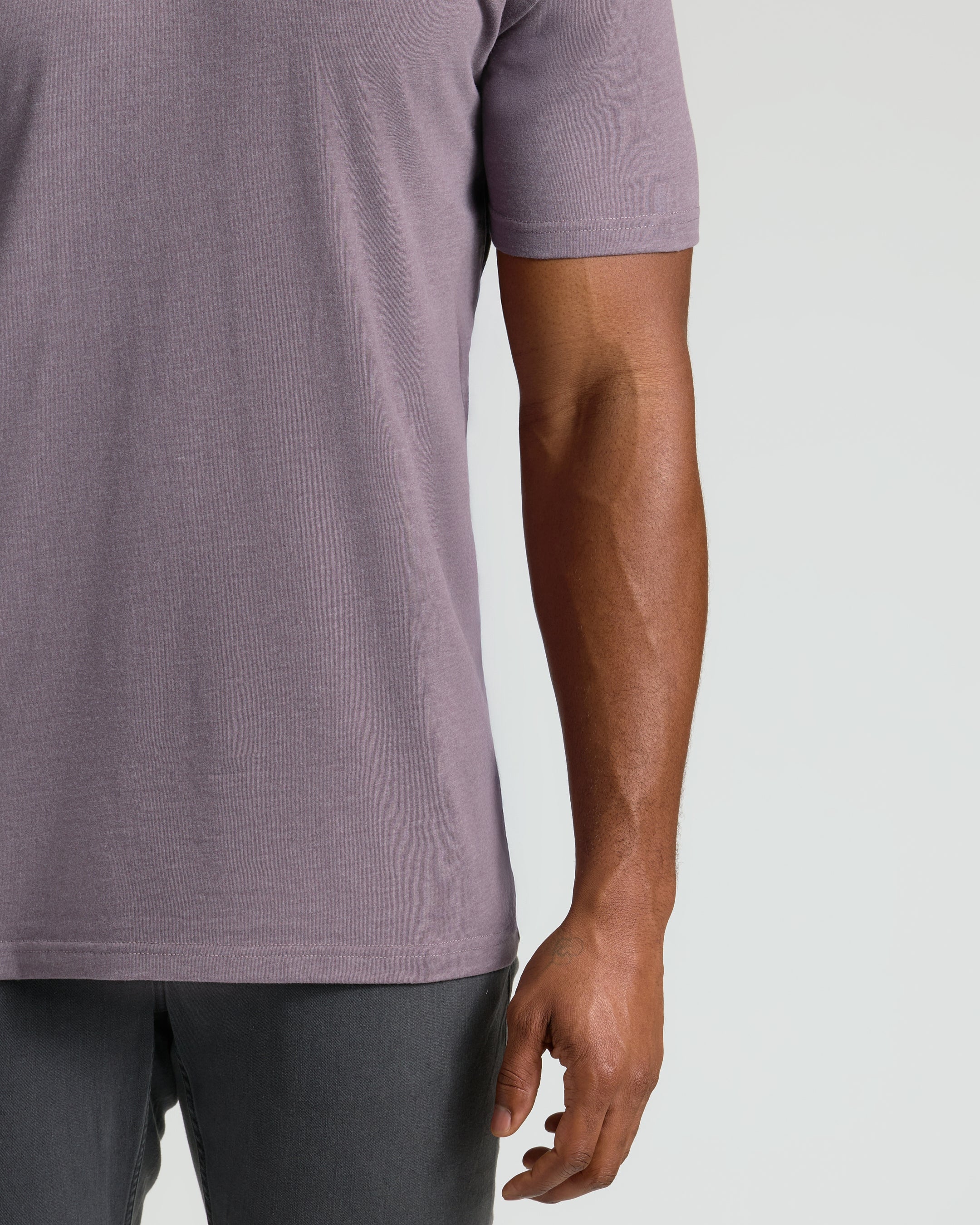 Dark Heather Amethyst Tall Straight Hem Crew Neck T-Shirt-VibeCloset