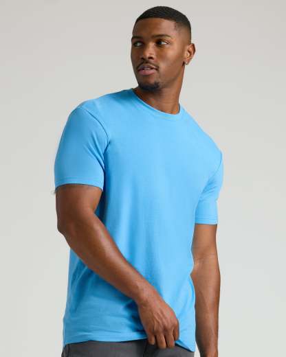 Dark Heather Bahama Blue Tall Straight Hem Crew Neck T-Shirt-VibeCloset