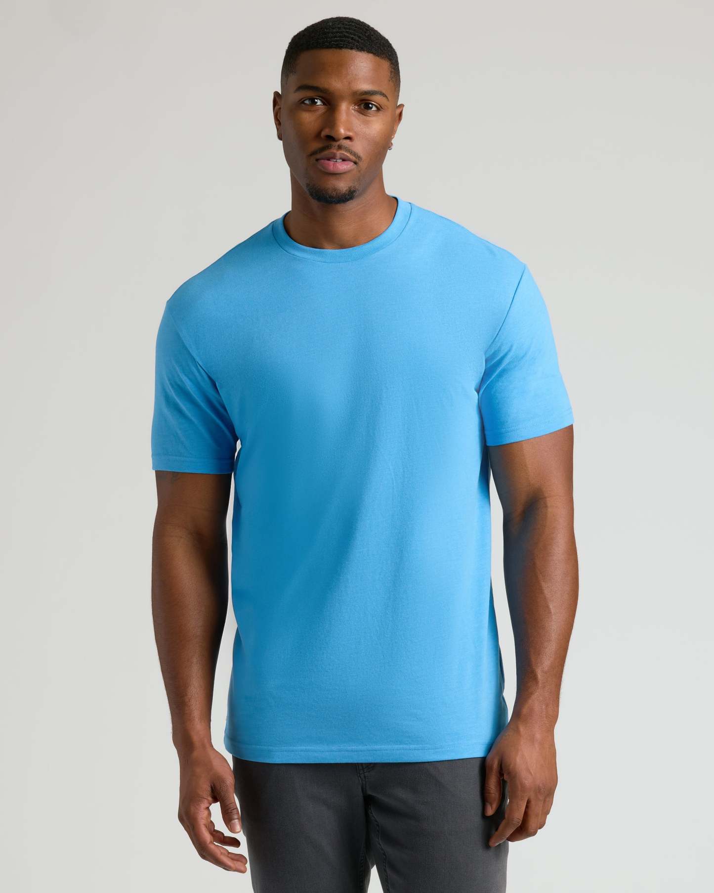 Dark Heather Bahama Blue Tall Straight Hem Crew Neck T-Shirt-VibeCloset