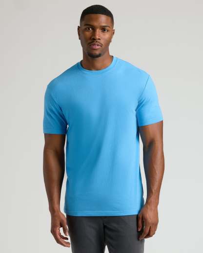 Dark Heather Bahama Blue Tall Straight Hem Crew Neck T-Shirt-VibeCloset