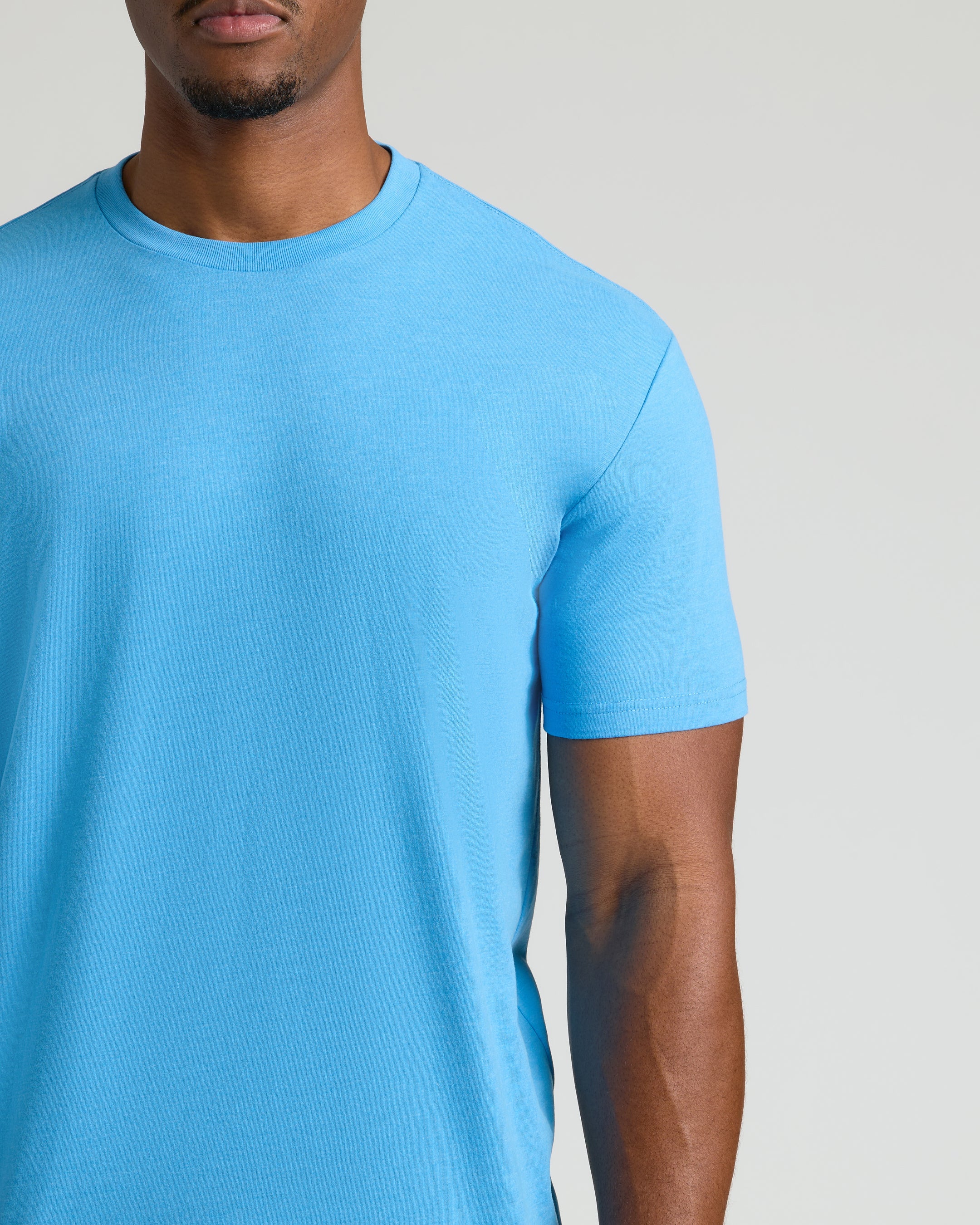 Dark Heather Bahama Blue Tall Straight Hem Crew Neck T-Shirt-VibeCloset