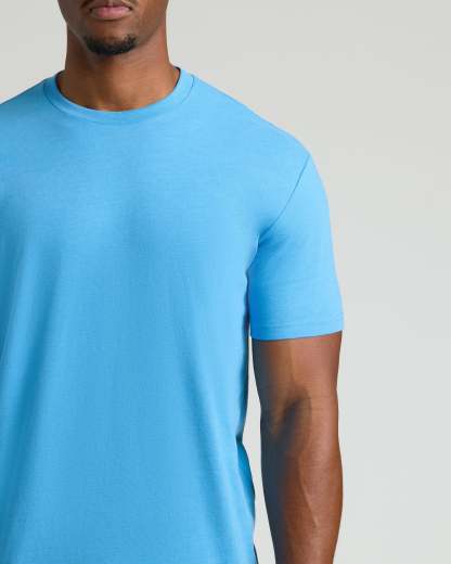 Dark Heather Bahama Blue Tall Straight Hem Crew Neck T-Shirt-VibeCloset