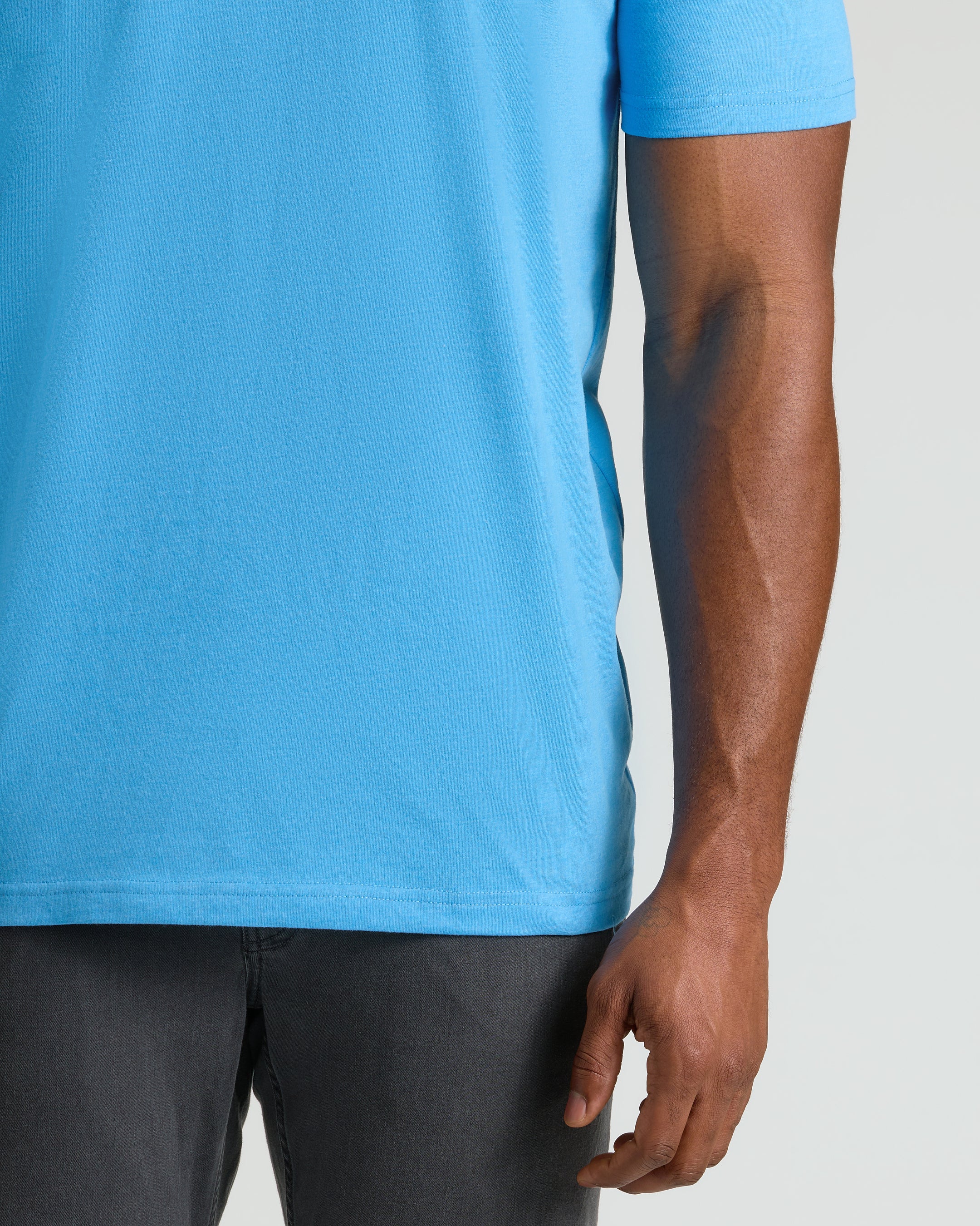 Dark Heather Bahama Blue Tall Straight Hem Crew Neck T-Shirt-VibeCloset