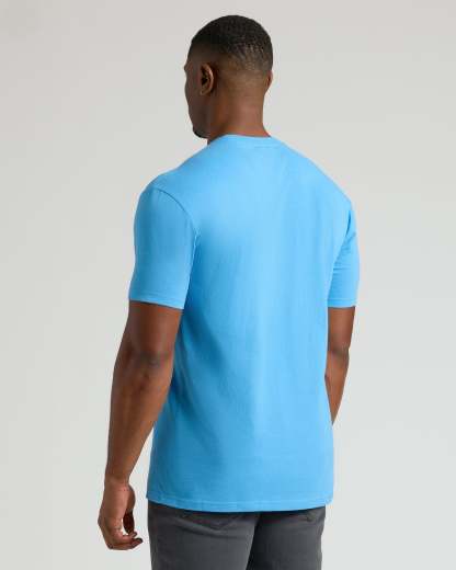 Dark Heather Bahama Blue Tall Straight Hem Crew Neck T-Shirt-VibeCloset