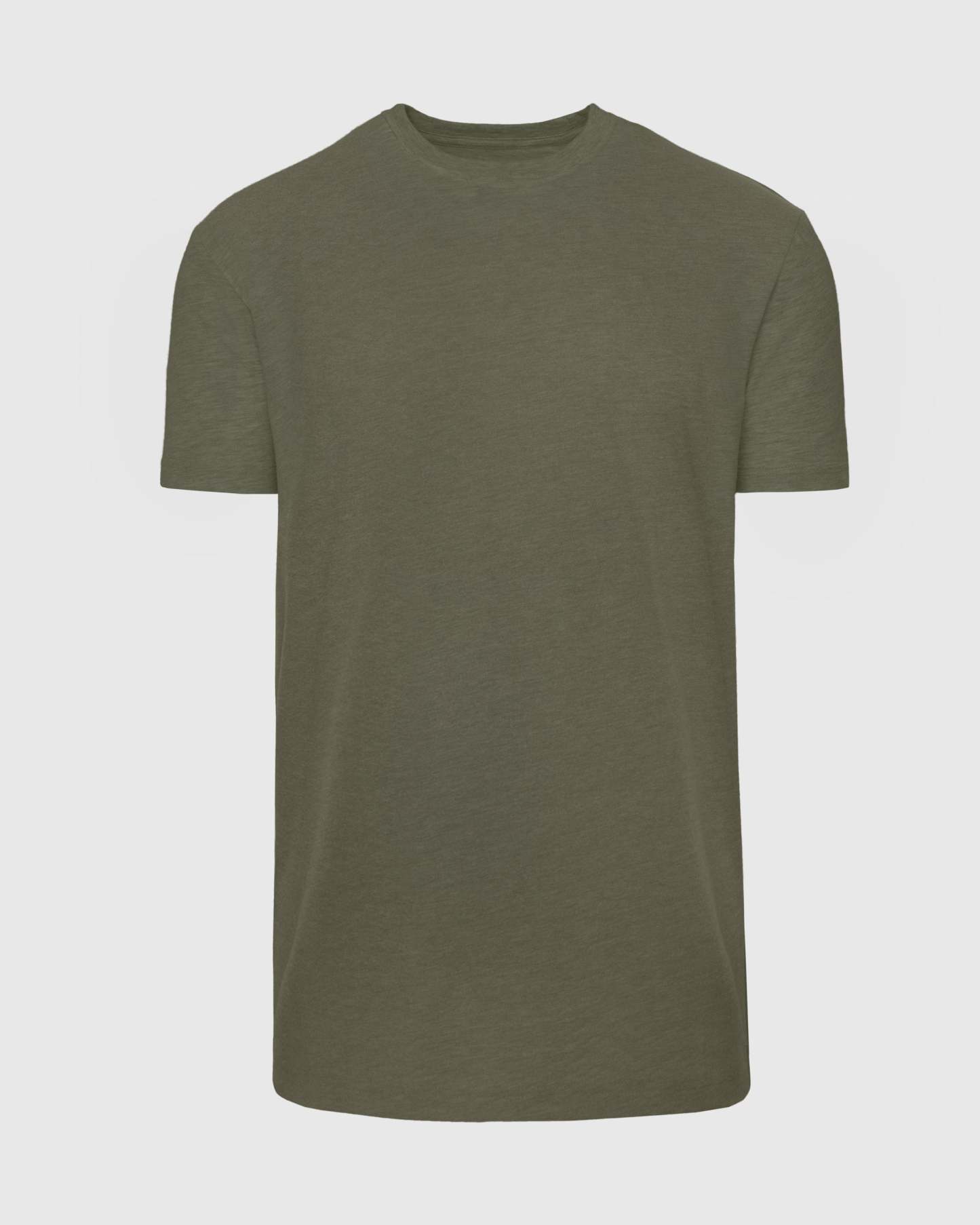 Heather Military Green Tall Straight Hem Crew Neck T-Shirt-VibeCloset
