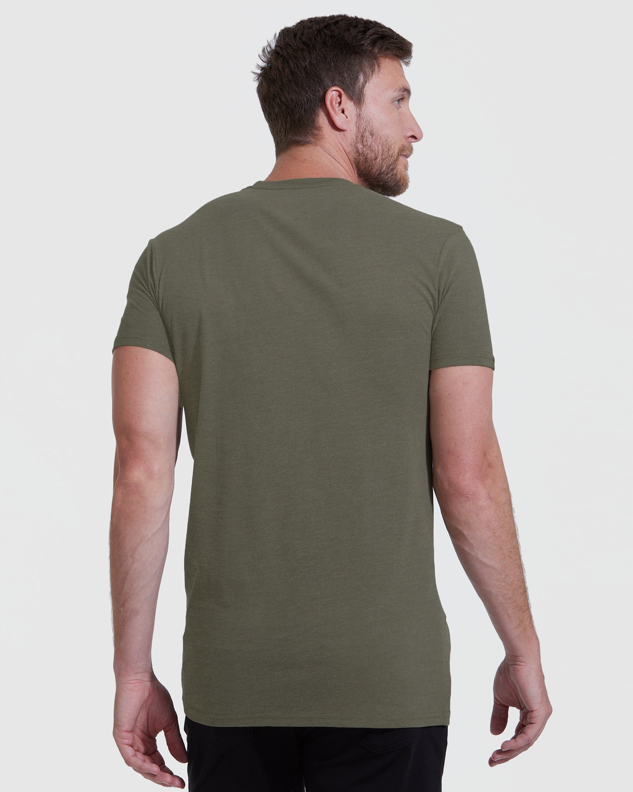 Heather Military Green Tall Straight Hem Crew Neck T-Shirt-VibeCloset