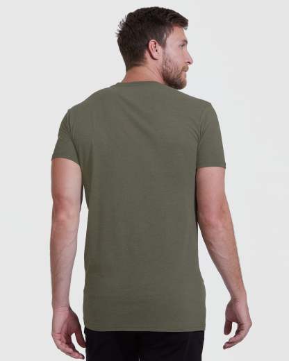 Heather Military Green Tall Straight Hem Crew Neck T-Shirt-VibeCloset