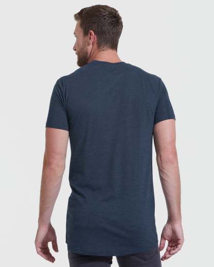 Heather Navy Tall Straight Hem Crew Neck T-Shirt-VibeCloset
