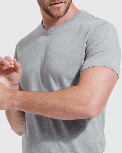 Heather Gray Tall Straight Hem Crew Neck T-Shirt-VibeCloset