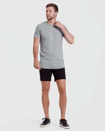 Heather Gray Tall Straight Hem Crew Neck T-Shirt-VibeCloset